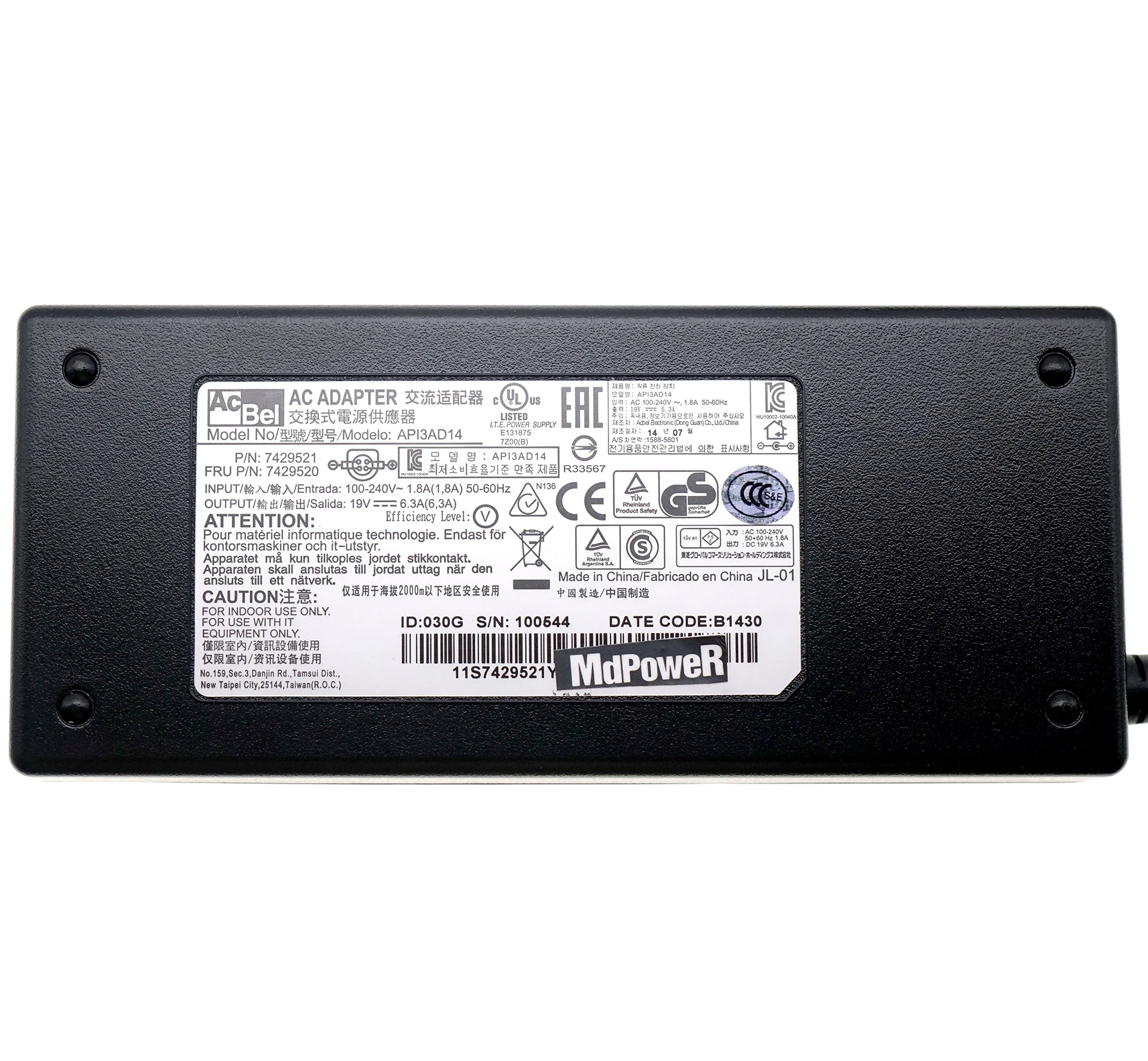 Genuine Acbel API3AD14 19V 6.3A AC Adapter 44V0997 44V0998 for IBM 4838 330 TOUCH SCREEN CASH REGISTER 4hole 4PIN Power Supply