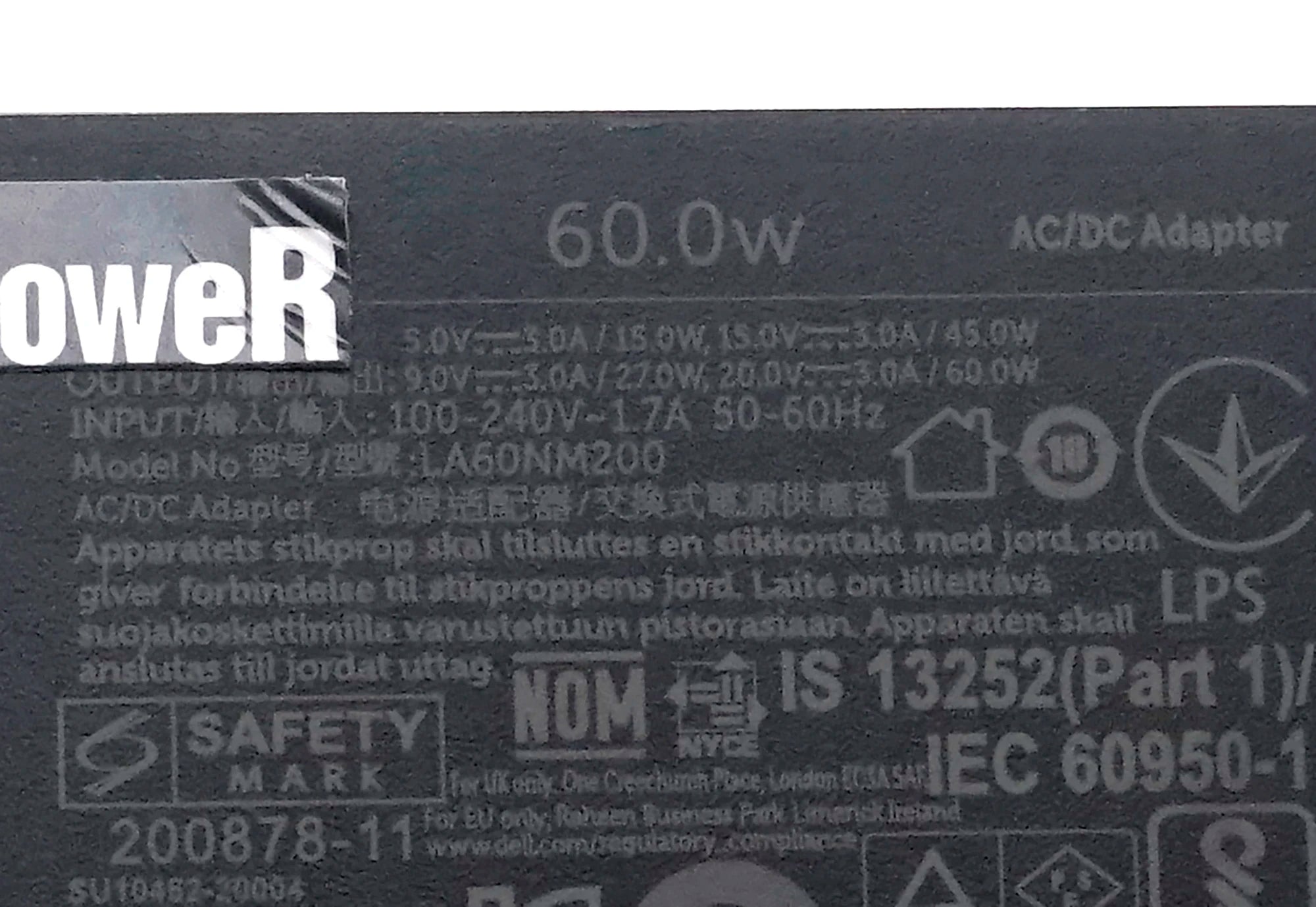 Original 60W GAN USB Type C DA60NM200 ADP-60LD BA USFF AC Power Charger 20V 3A Dell XPS 13 9320 Laptop Power Supply HA60NM200