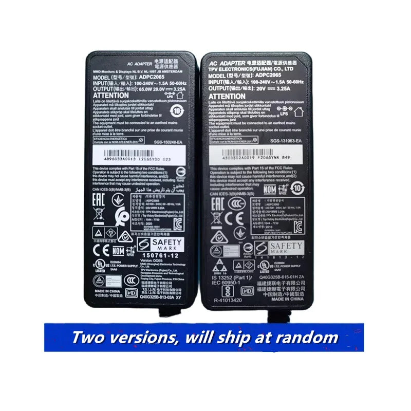 Original TPV ADPC2065 65W 20V 3.25A AC Adapter for MSI Optix G27CQ4 G32C4 (3DA6)  G27C6 G27C6P G27CQ4P Monitor Power Supply