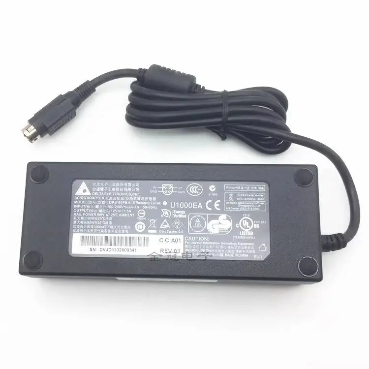 Original DELTA DPS-90FB A 12V 7.5A 90W AC/DC Adapter Charger 4-Pin (Din) Power Supply Genuine RND4000