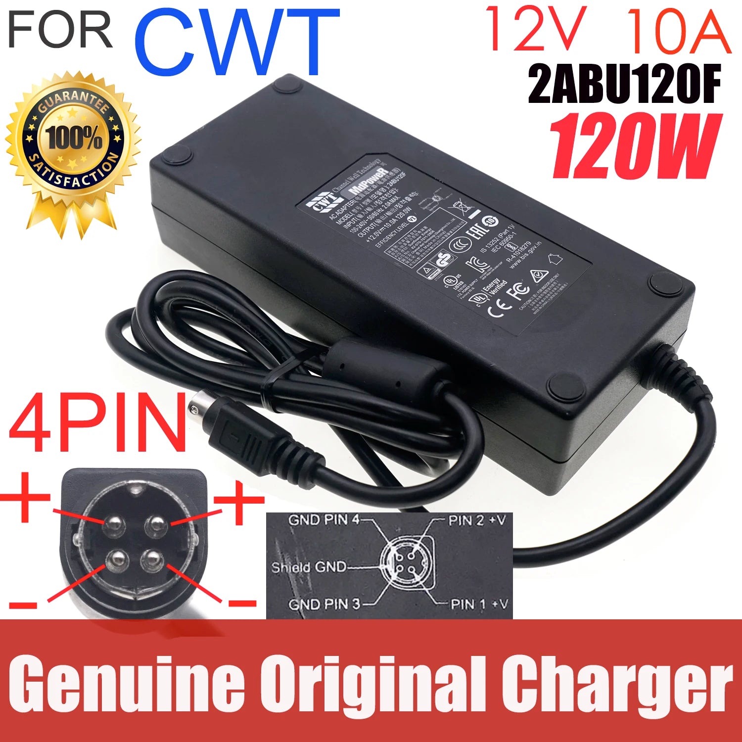 Genuine CWT 12V 10A 120W AC Adapter for QNAP TS-409  TS-410 TS-412 Turbo Synology DiskStation DS410 DS418 NAS Power Supply