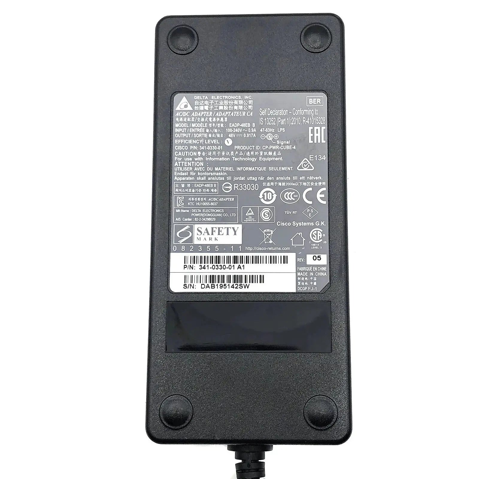 Genuine DELTA EADP-48EB B 48V 0.917A AC Adapter Charger for CISCO CP-8851 8961 8945 9951 9971 8900 9900 IP PHONE Power Supply