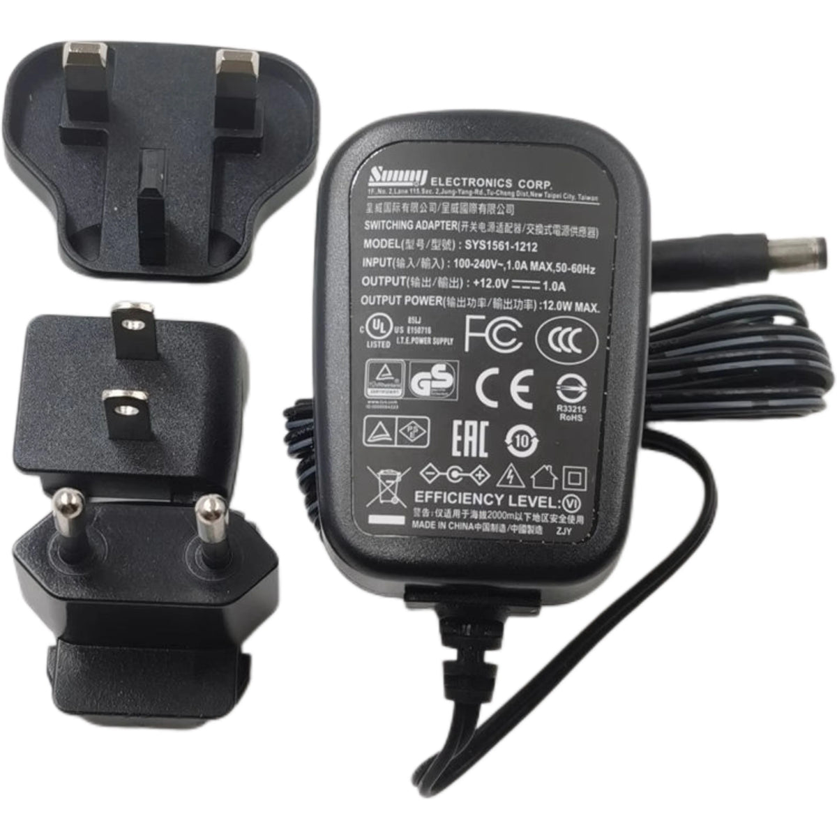 Original For Sunny Computer Technology Switching AC Adapter Charger  SYS1561-1212 12V 1A 5.5*2.5mm Power Supply EU/US/UK Plug