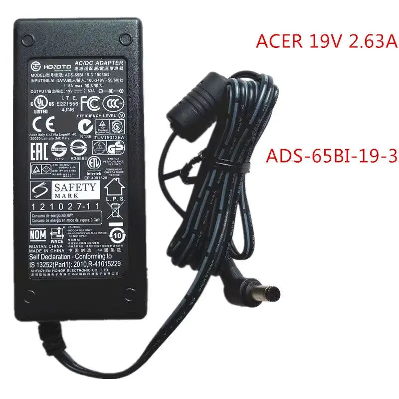 Genuine HOIOTO ADS-65BI-19-3 19050G  PA-1501-91 AC DC Adapter Power Charger 19V 2.63A 50W For BENQ EW2740L EW274 VYE MINI-VS37