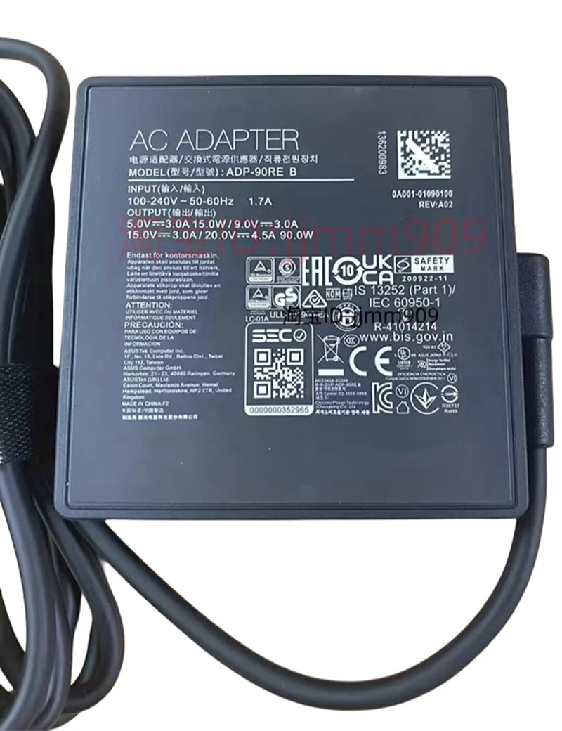 Replacement AC Adapter Charger For ASUS VivoBook Laptop Power Supply ADP-90RE B 20V 4.5A 90W  USB-C Type C