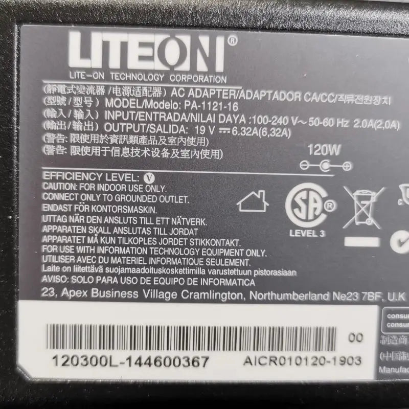 Original LITEON PA-1121-16 AC Power Adapter Charger 19V 6.32A 120W 5.5x2.5mm Laptop Power Supply Adaptor