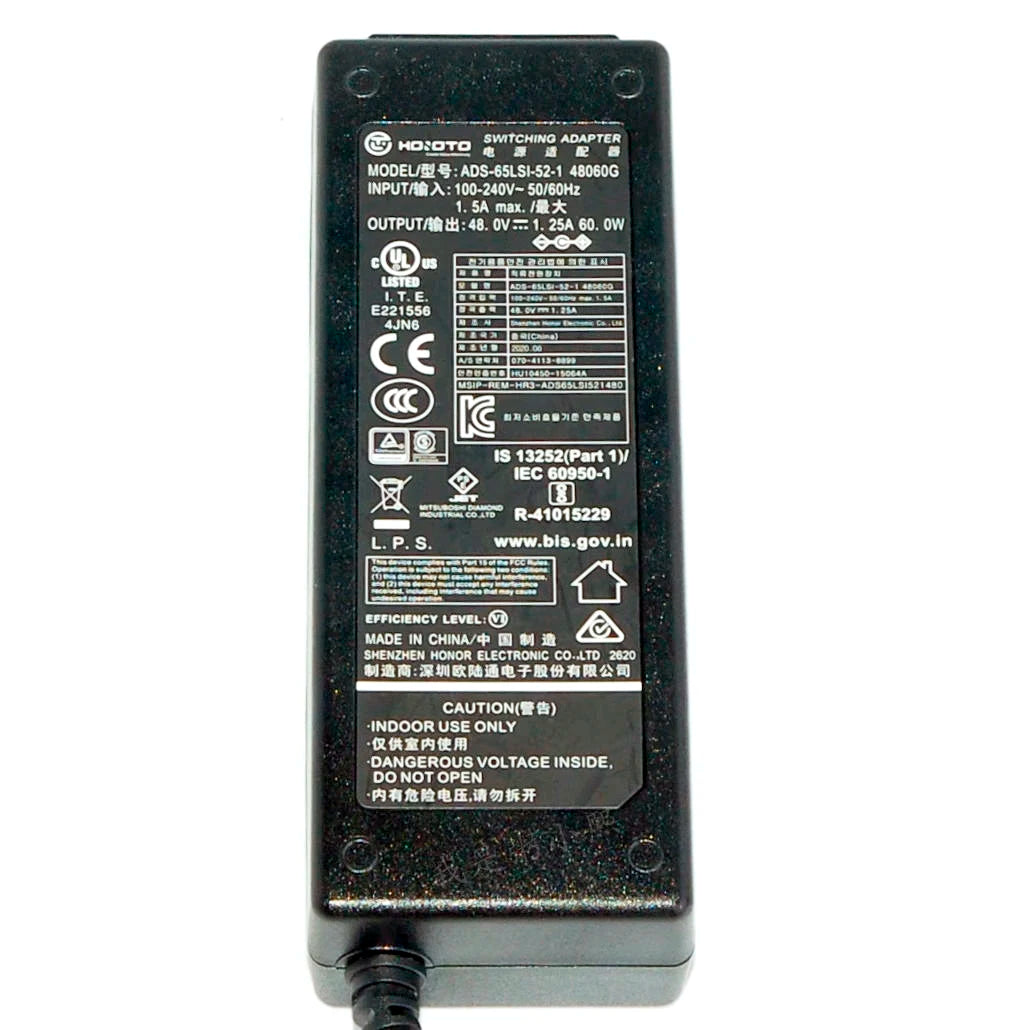 Genuine Hoioto 48V 1.25A 60W ADS-65LSI-SI-52-1 48060G Switching Adapter For Dahua POE Monitoring AC Adaptor Power Supply Charger