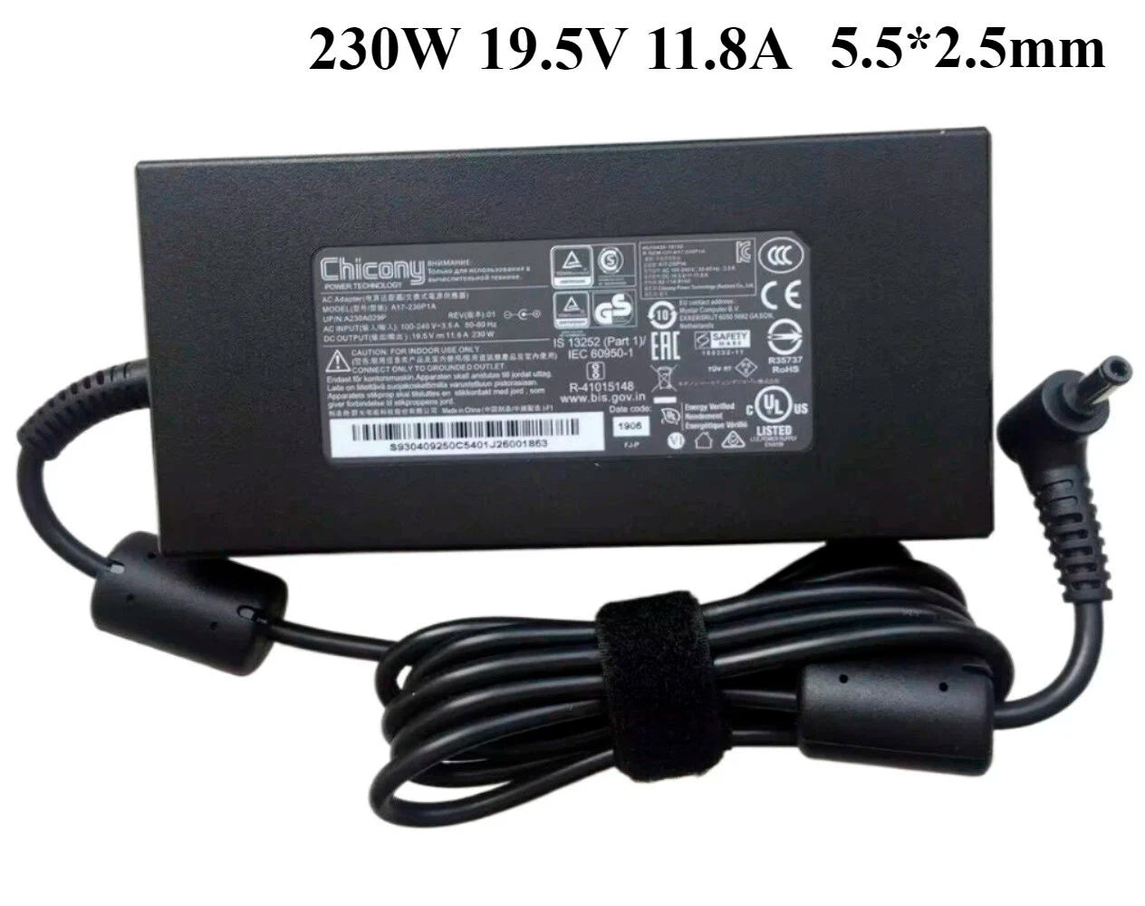 Genuine Chicony A12-230P1A 230W 19.5V 11.8A AC Power Adapter Charger For GIGABYTE AERO 15 KB-7US1130SH Gaming Laptop A17-230P1A