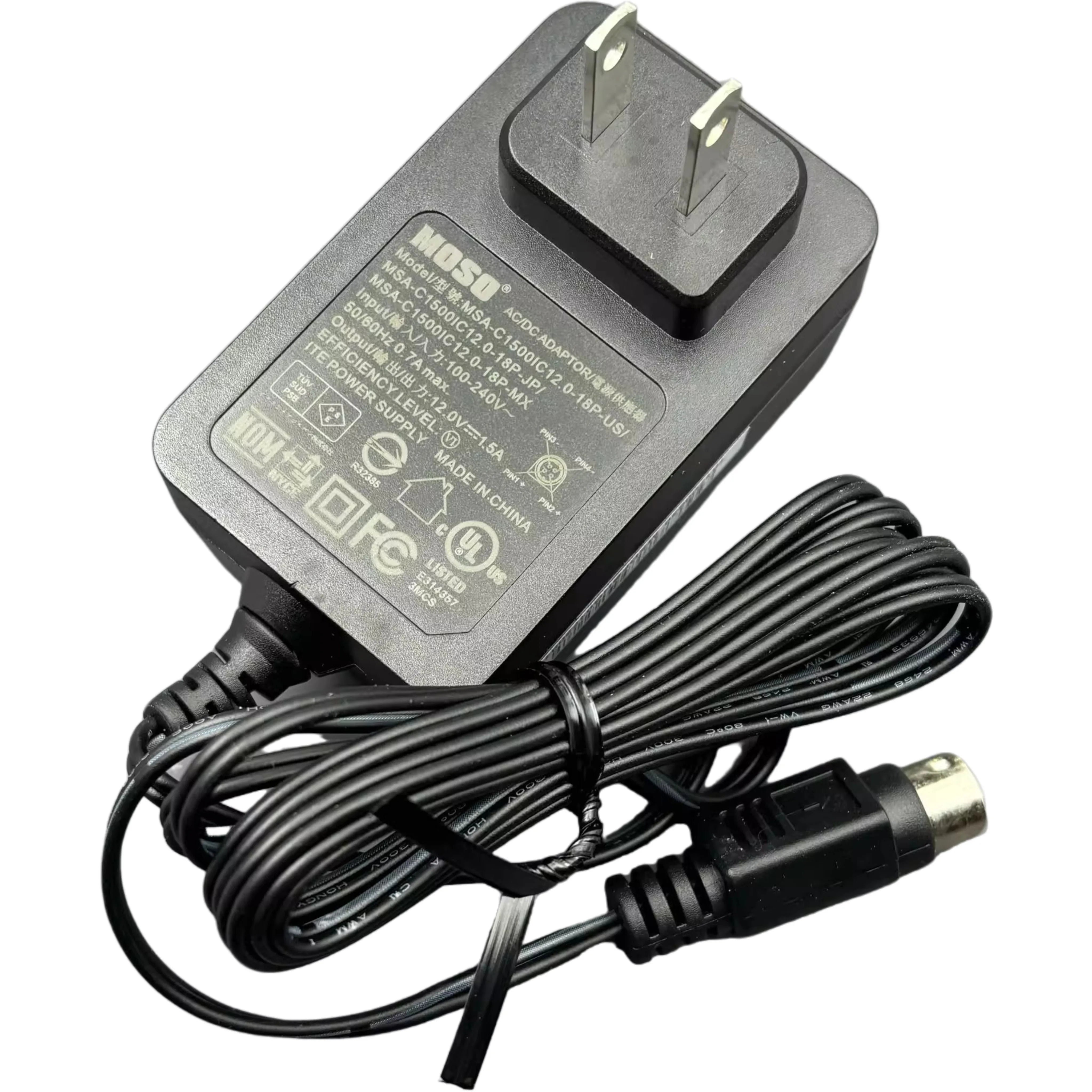 Original MOSO MSA-C1500IC12.0-18P-US JP DE EU AU MX 12V 1.5A 18W 4-PIN AC Adapter  Charger For Hikvision Power Supply US Plug