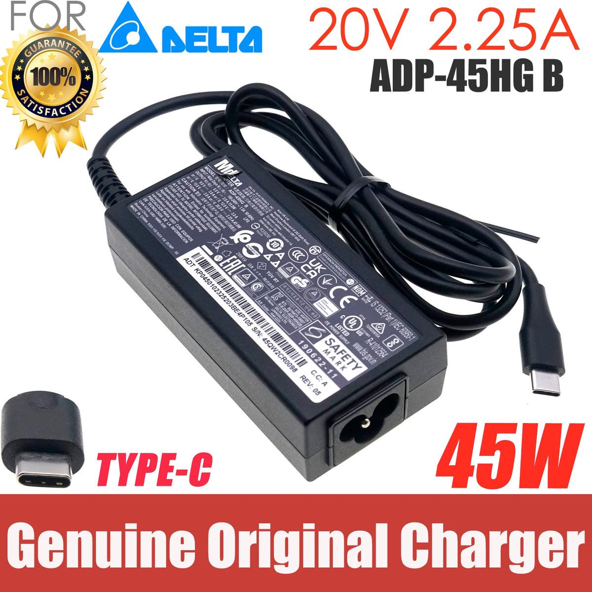 Original 20V 2.25A 45W ADP-45HG B Type-C USB-C  AC Adapter for Asus ADP-45XE D ADP-45EW Y ADP-45XE B Laptop Power Supply Charger
