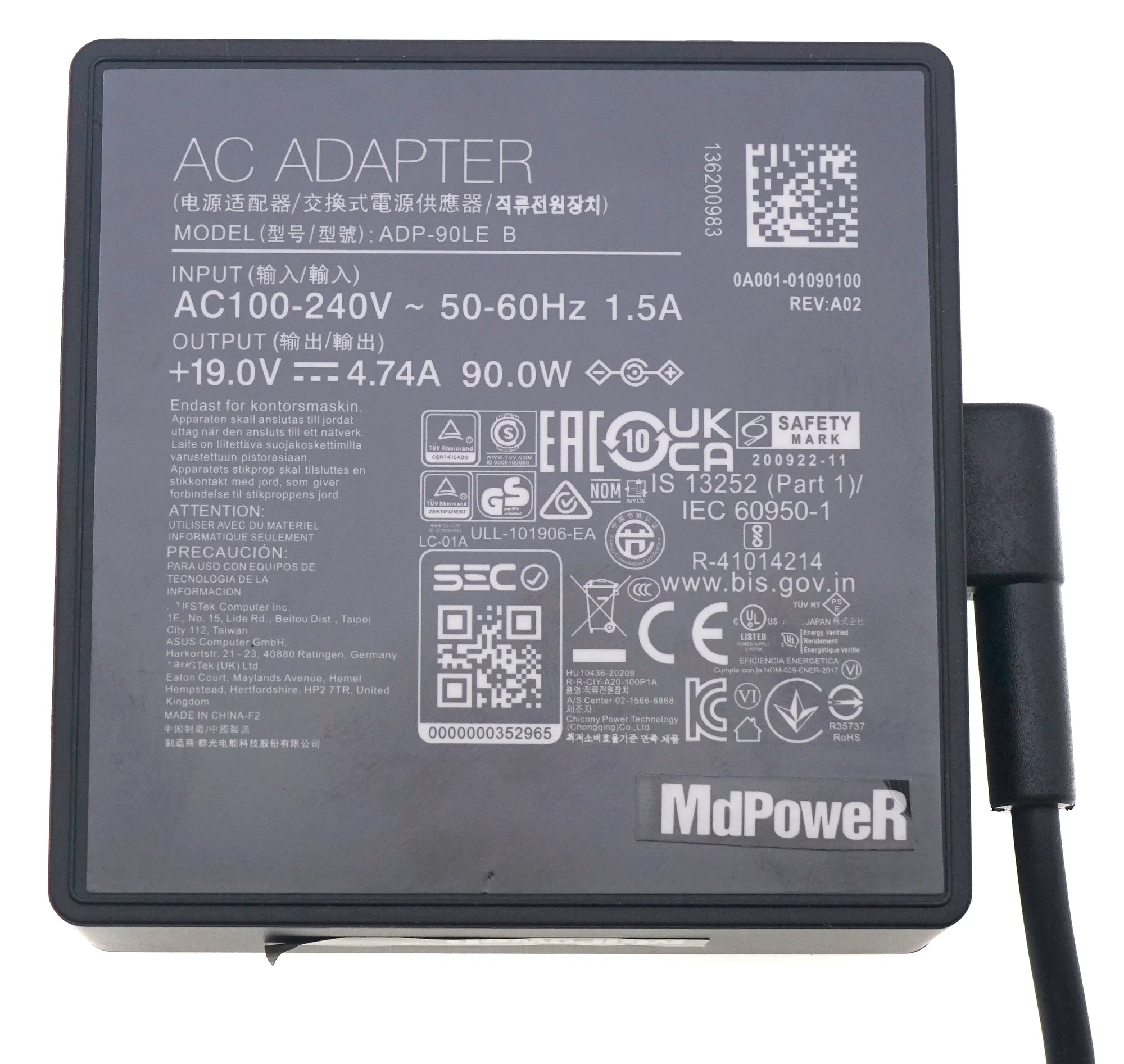 19V 4.74A 90W A19-090P2A ADP-90LE B Original AC Adapter Charger for Asus Zen AiO F5401WU M5401WU Vivobook Pro 14 OLED M3401QA