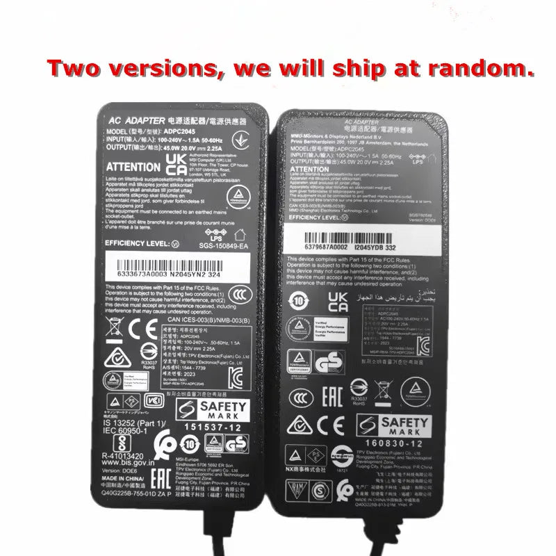 ADPC2045 Original TPV 20V 2.25A AC Adapter Charger for MSI Optix G24C4/G27C4 G272 (3CB5)  G241 24" Gaming Monitor Power Supply