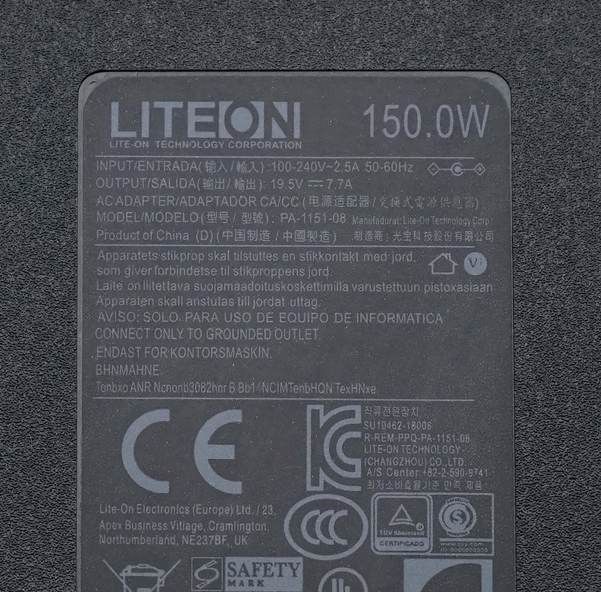 Original LITEON 19.5V 7.7A 150W PA-1151-08 AC Adapter Charger For MSI GL62M 7RDX MS-16J9 Laptop Power Supply Genuine OEM