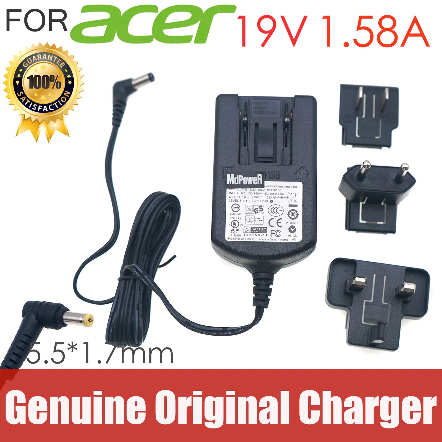19V 1.58A 30W AC Adapter Charger supply For Acer LCD monitor S220HQL G196WL S190WL HIPRO HP-A0301R3 G237HL ADS-40SG-19-3 5.5*1.7