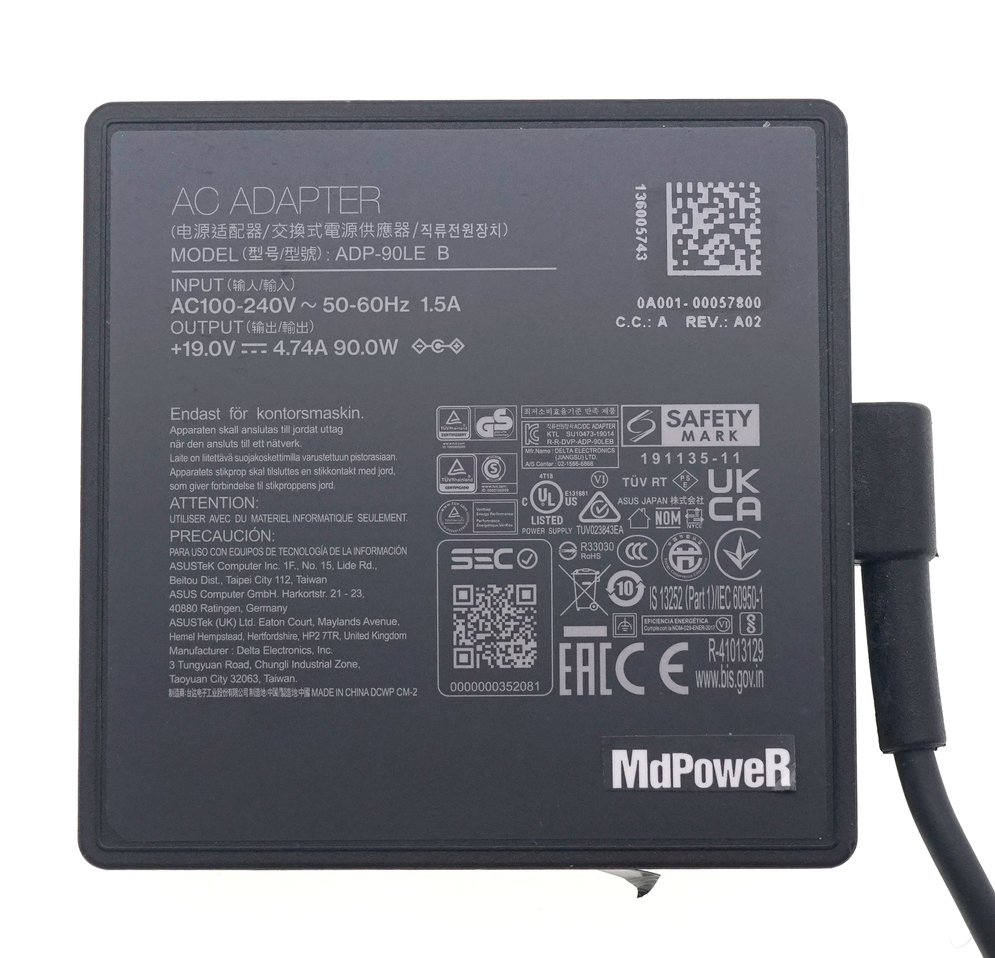 Genuine For ASUS Laptop Charger AC /DC Power Adapter A19-090P2A ADP-90LE B 19V 4.74A 90W 5.5*2.5mm