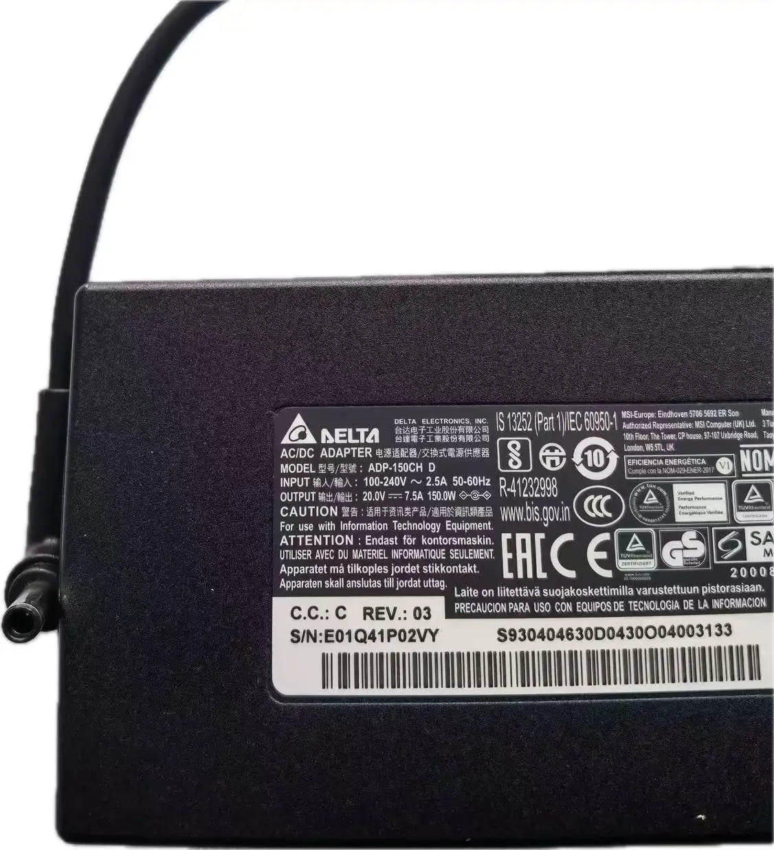 Original DELTA ADP-150CH D Laptop AC Adapter For MSI QLED 15m A11UEK Sword 17 Stealth 15m Power Charger 20V 7.5A 150W 4.5*3.0mm