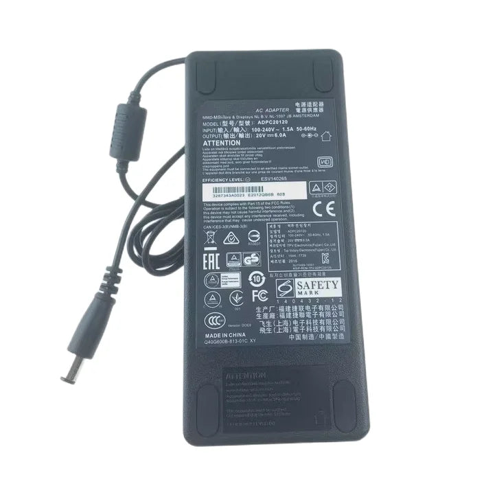 Genuine 20V 6A 120W ADPC20120 AC Adapter Charger For PHILIPS 343E2E UltraWide  LCD Monitor 349X6Q AG271QX AG271QG Power Supply