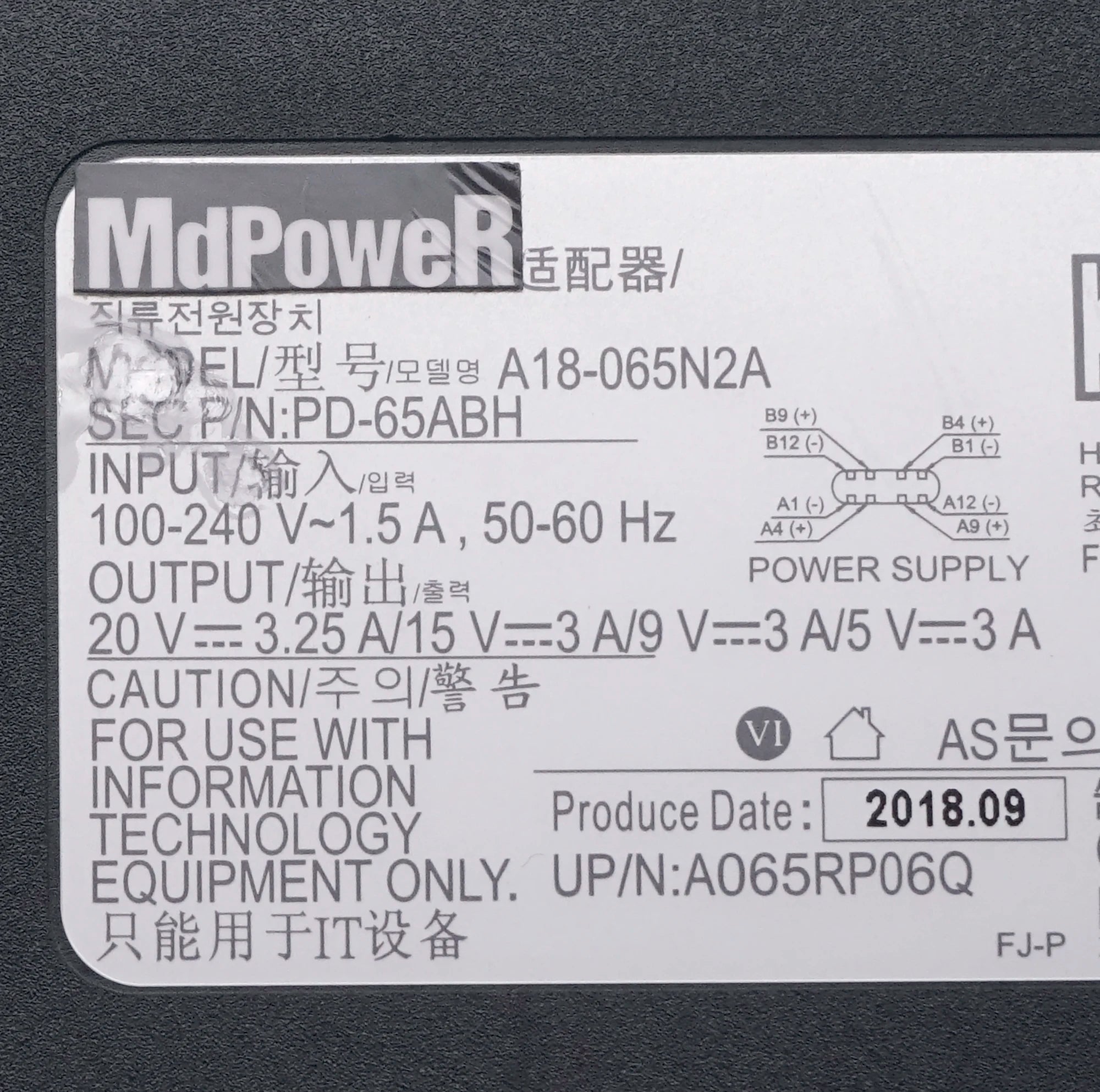 Genuine A18-065N2A 20V 3.25A A065RP06Q AC Adapter PD-65ABH Charger for Samsung NT950SBE NT930SBE NP930MBE NP930SBENP750QUB-K01US