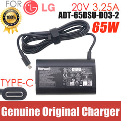 Original 65W USB-C 20V 3.25A AC/DC Adapter for LG gram 15Z90Q 16Z90Q 17Z90Q 16Z95PD 17Z90P-K.ADC9U1 AADT-65DSU-D03-2 Charger