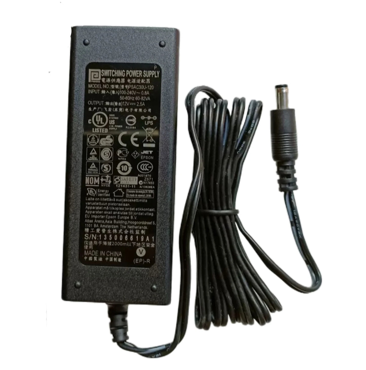 Genuine Phihong PSAC30U-120 12V 2.5A Switching Power Supply 30W AC Adapter 5.5*2.1mm Charger PSAC30U-120L6