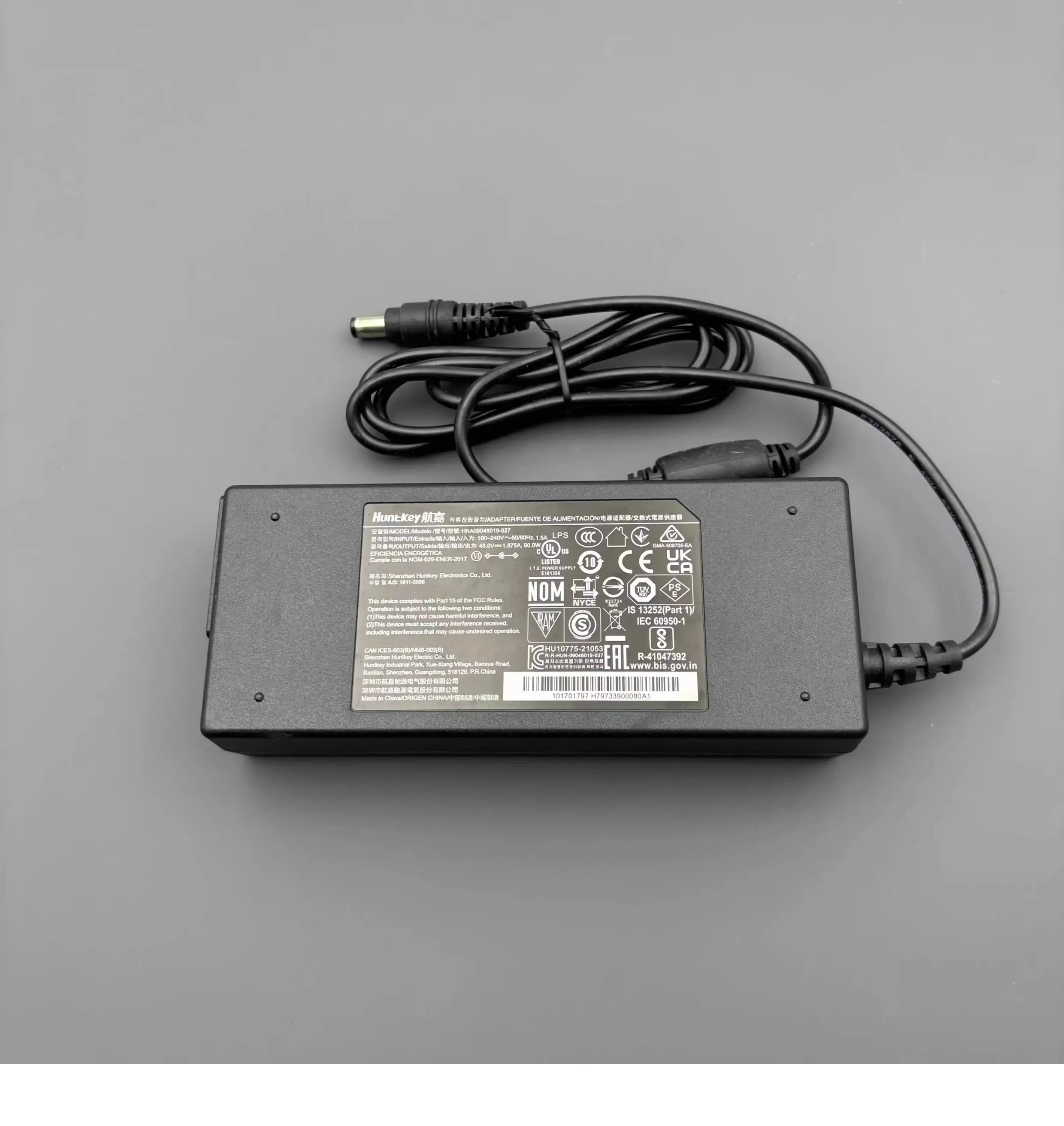 Original OEM KA09048019-027 Huntkey 48V 1.875A 90W AC Adapter Charger For Hikvision NVR-108MH-C/8P PoE NVR Power Supply