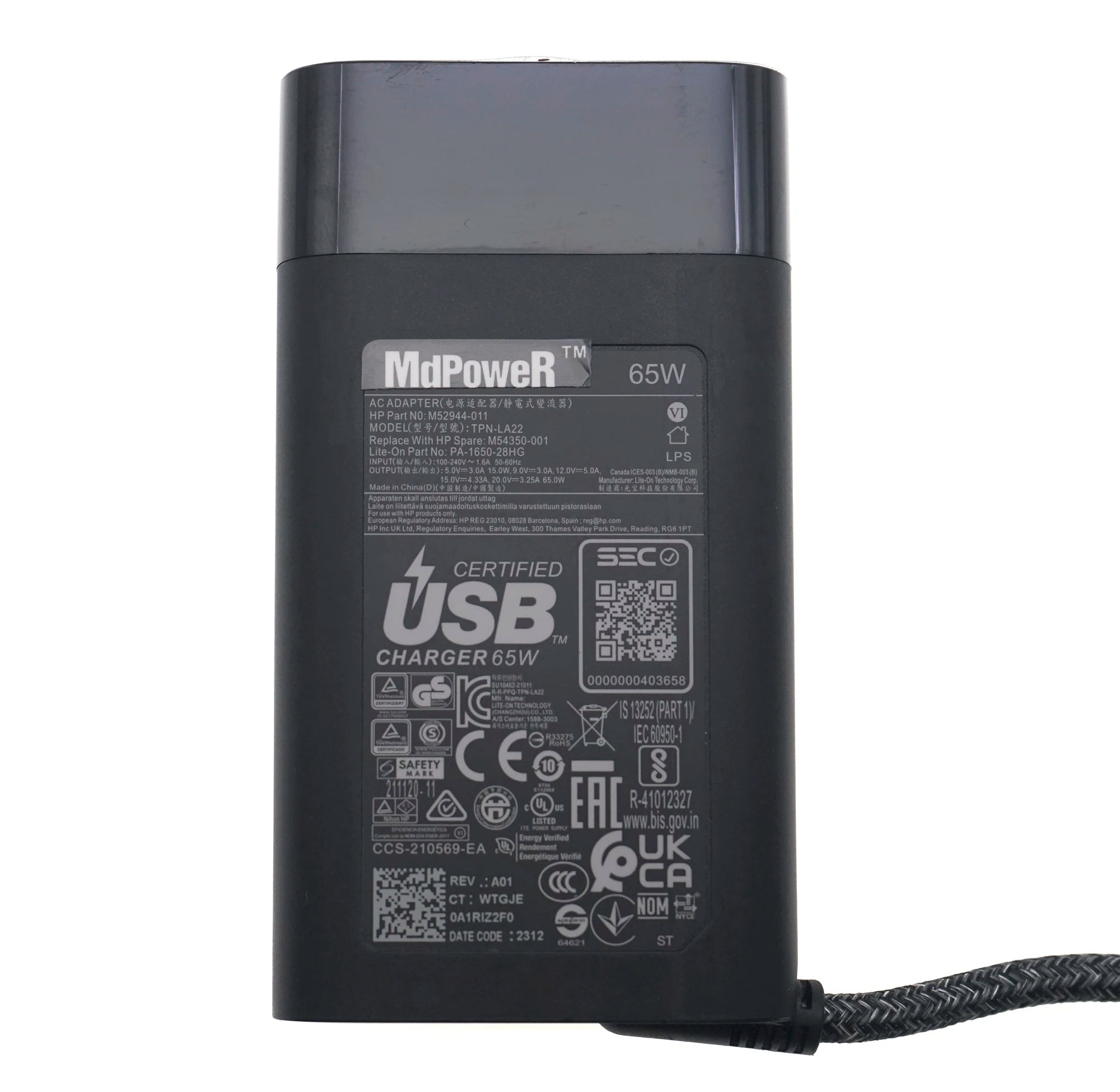 Original 65W Type C AC Adapter Laptop Charger for HP EliteBook 830 G10 G9 G8 Power Supply TPN-CA10 20V 3.25A TPN-DA13 TPN-LA22