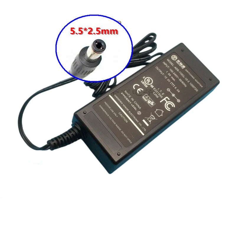 Genuine HOIOTO 12V 6A 72W ADS-110DL-12-1 ADS-110CL-12-3 120072G AC Switching Adapter For Belkin Hikvision Power Supply Charger