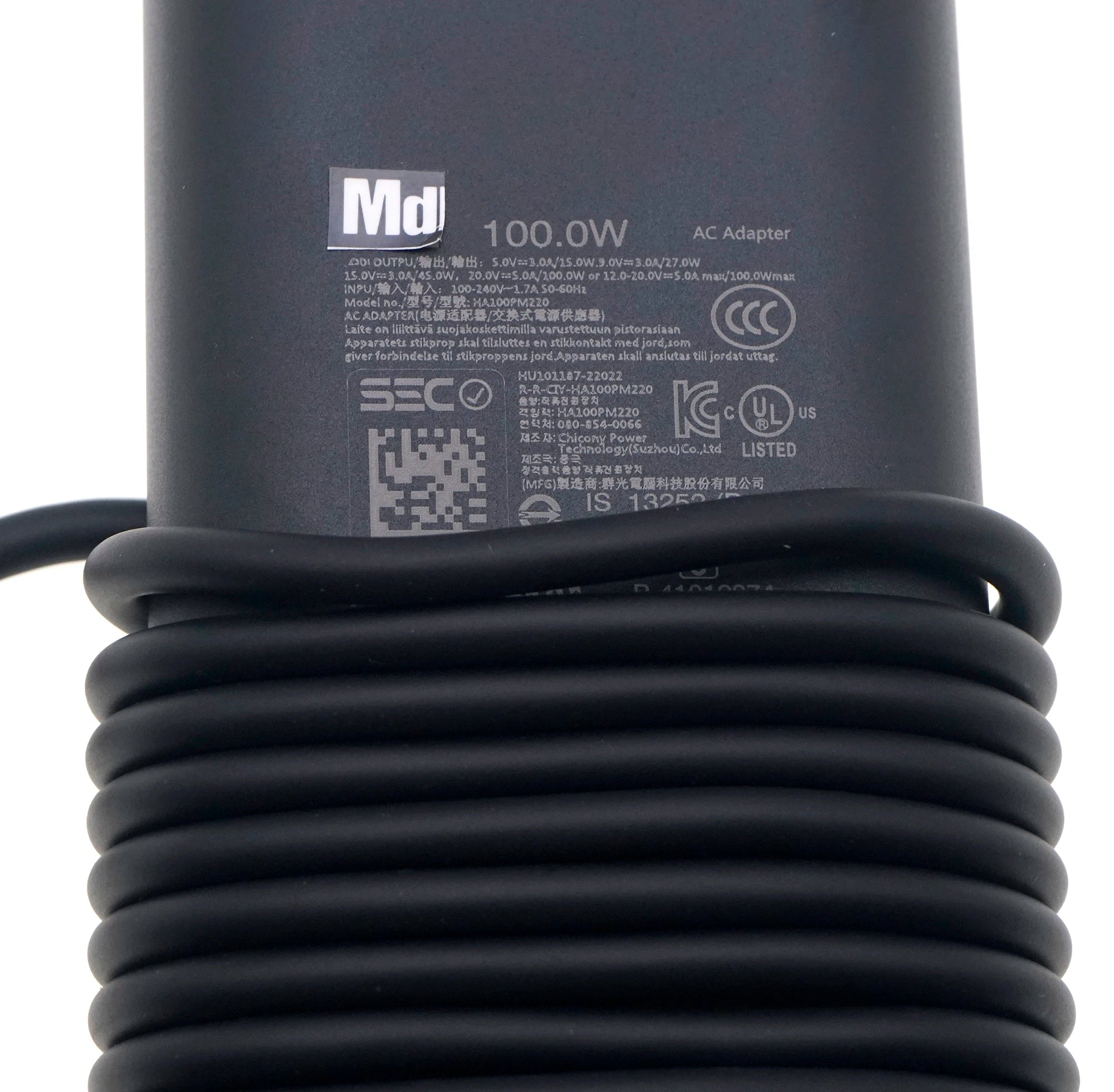 Original LA100PM220 HA100PM220 20V 5A 100W Type C USB-C Laptop Adapter Charger for Dell Precision 3580 3581 5480 3480 DA100PM220