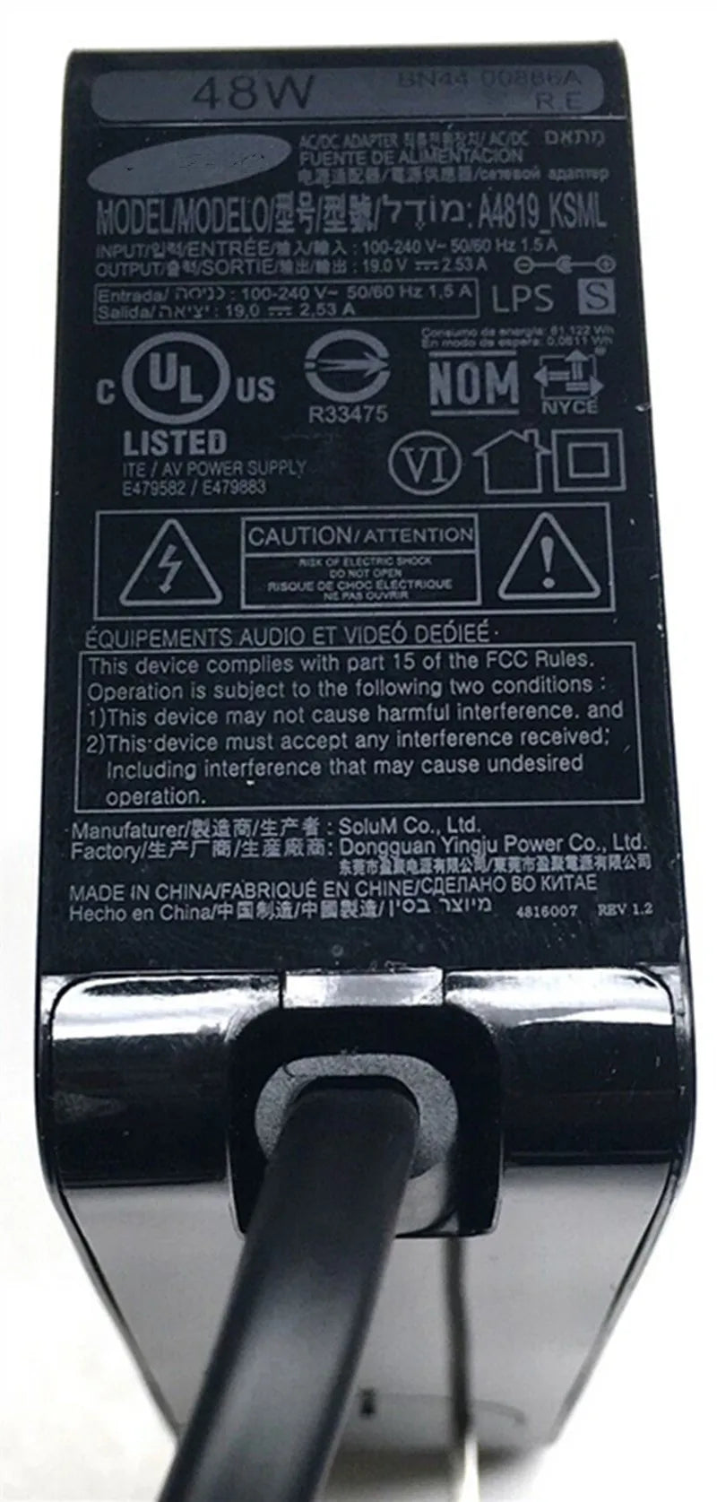 Genuine A4819_KSML BN44-00886A 19V 2.53A 48W AC Adapter Charger For Samsung BN44-00835A BN44-00835 TV LCD Monitor Power Supply