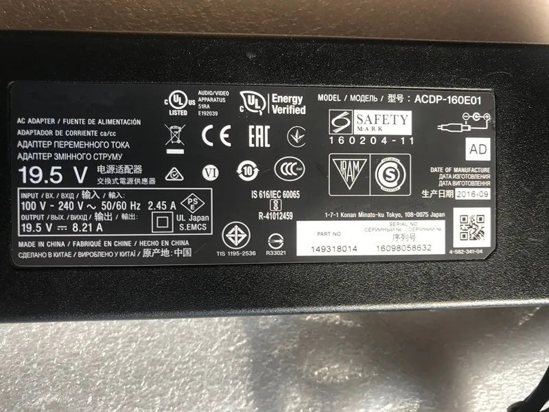 Original ACDP-160E01 19.5V 8.21A 160W AC Adapter Charger for Sony Bravia TV KD-49XD8077 XBR-49X800D XBR-43X800E Power Supply