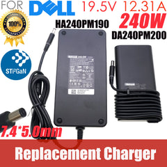 19.5V 12.31A 240W GaN Laptop AC Adapter Charger Gallium Nitride For Dell Alienware M15 R2 R3 R4 R5 R6 M17 DA240PM200 HA240PM190