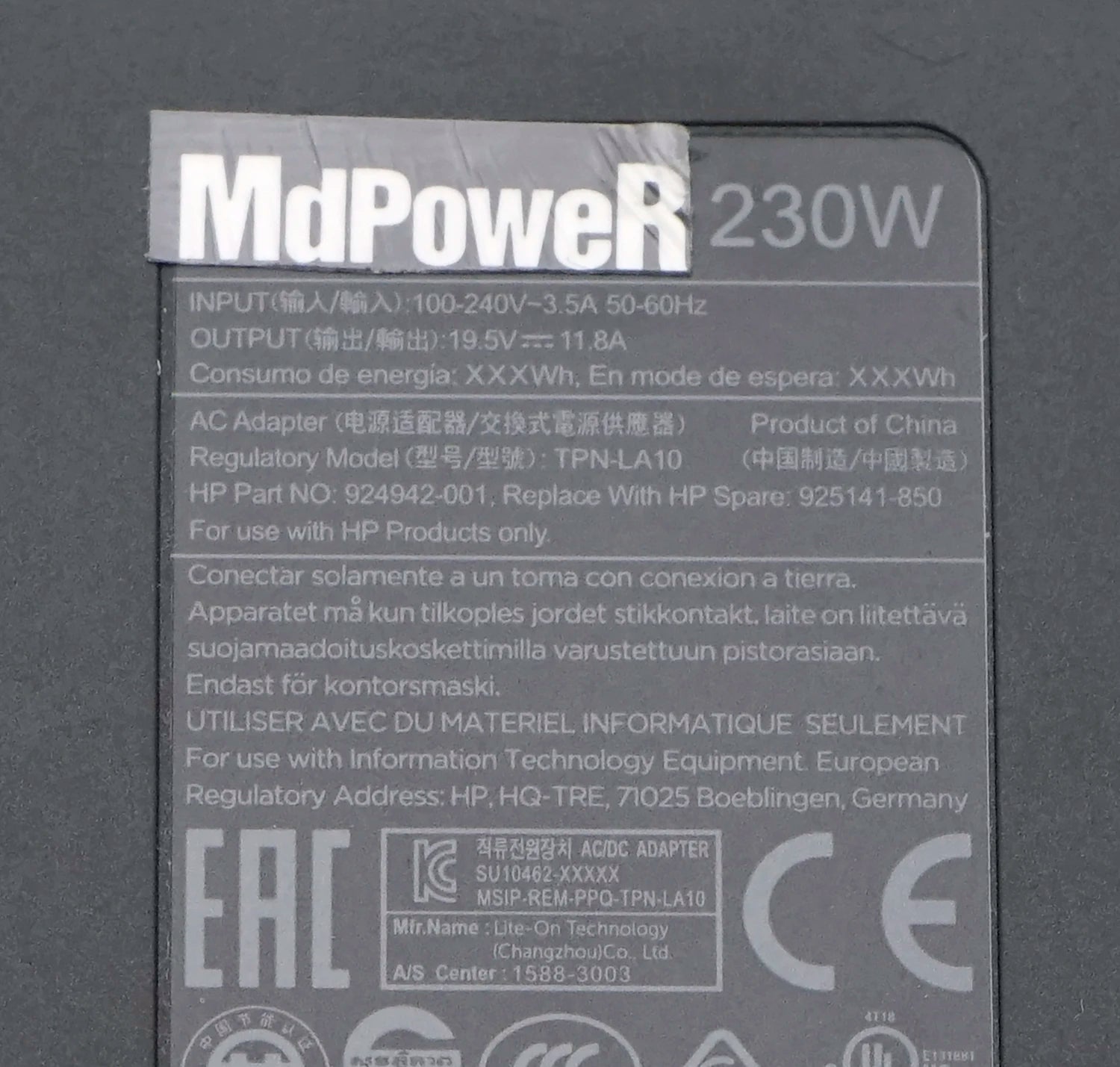 230W Original Power AC Adapter Charger For HP OMEN 17 8570W 925141-850PA-1231-08HT TPN-DA12 TPN-LA10 19.5V 11.8A