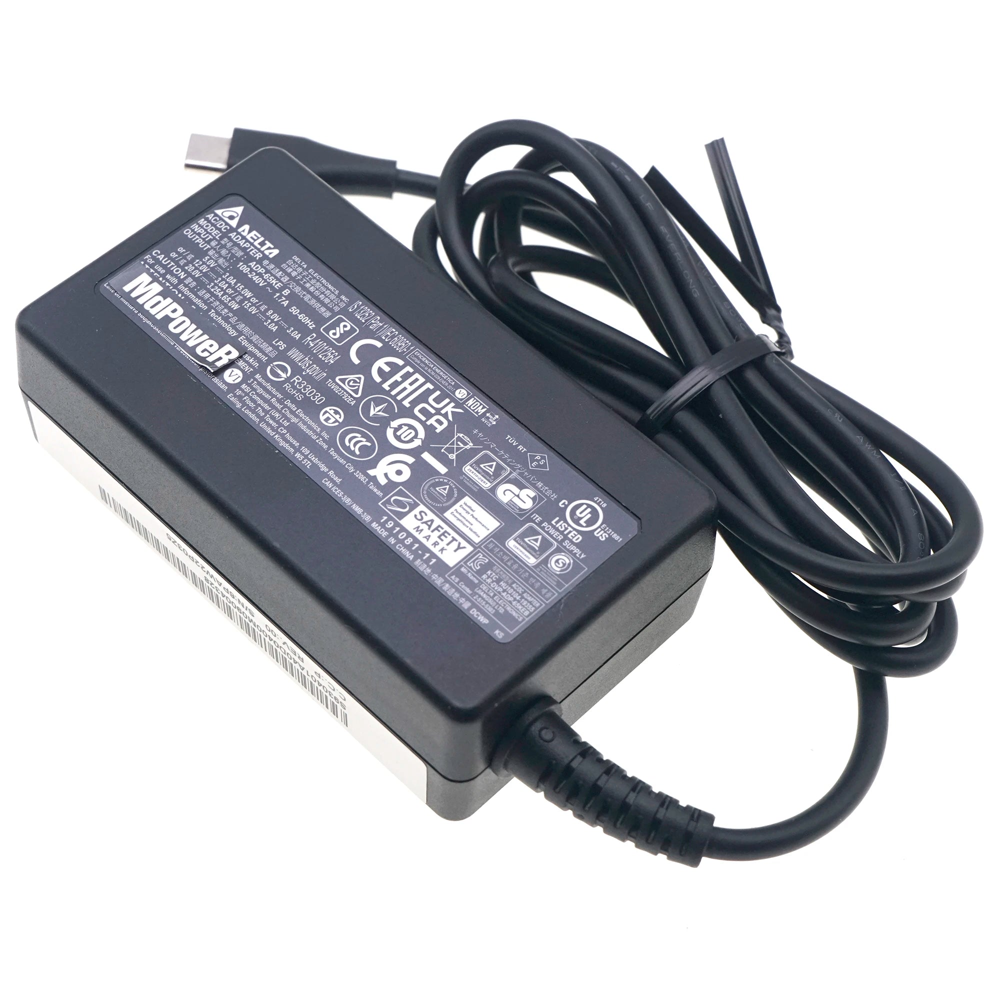 Genuine Delta AC Adapter ADP-65KE B Type-C 65W 20V 3.25A Charger For MSI Summit E13 Flip Evo A11MT-253US 13.4" 2-in-1 Laptop