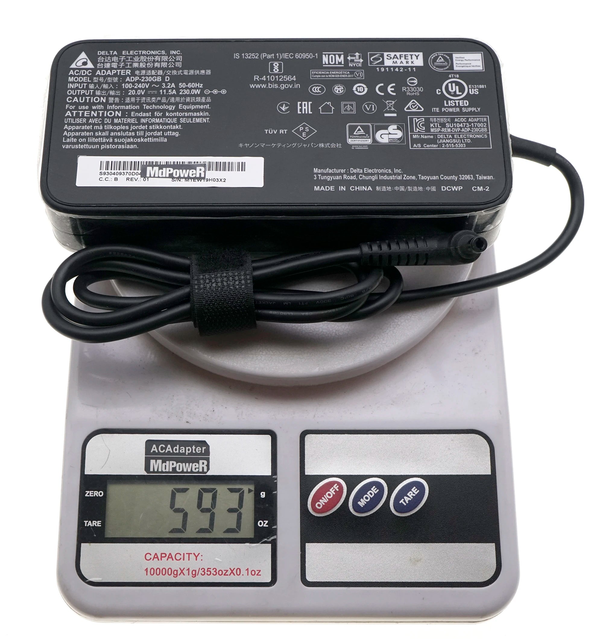 Original Delta ADP-230GB D 230W 20V 11.5A AC Adapter Charger for MSI WS66 11UMT-220GS66 GS75 GS66 10UE-280CA STEALTH Laptop