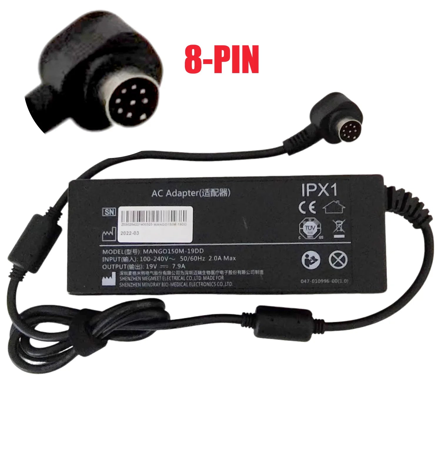 Used Genuine MANGO150M-19DD 19V 7.9A 150W 8PIN MANGO150M-19DM AC Adapter Charger For Mindray M9 TE7 TE8 MEDICAL Power Supply