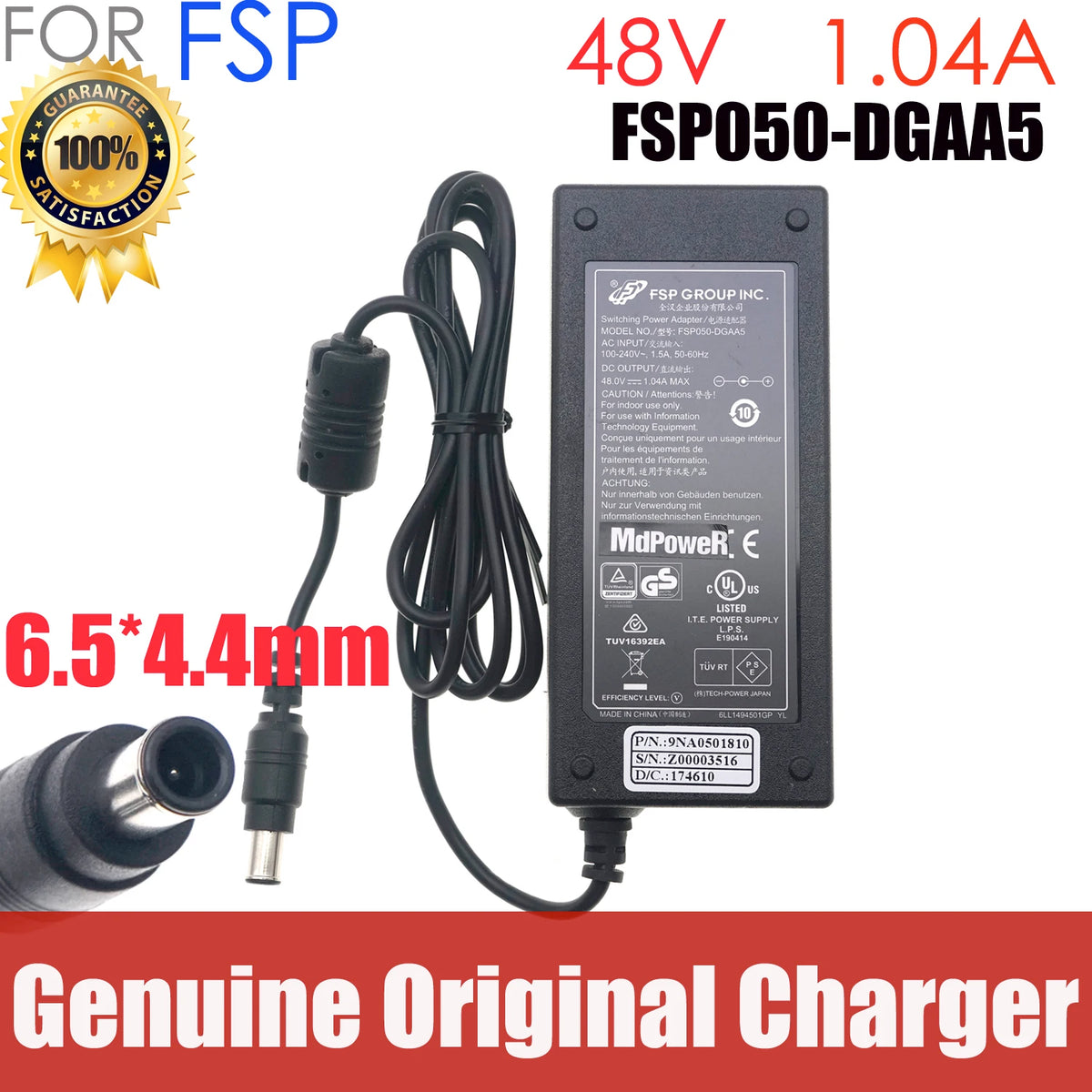 Original FSP FSP050-DGAA5 50W 48V 1.04A Switching Power Adapter For DAHUA Video Recorder NVR Monitoring POE Charger