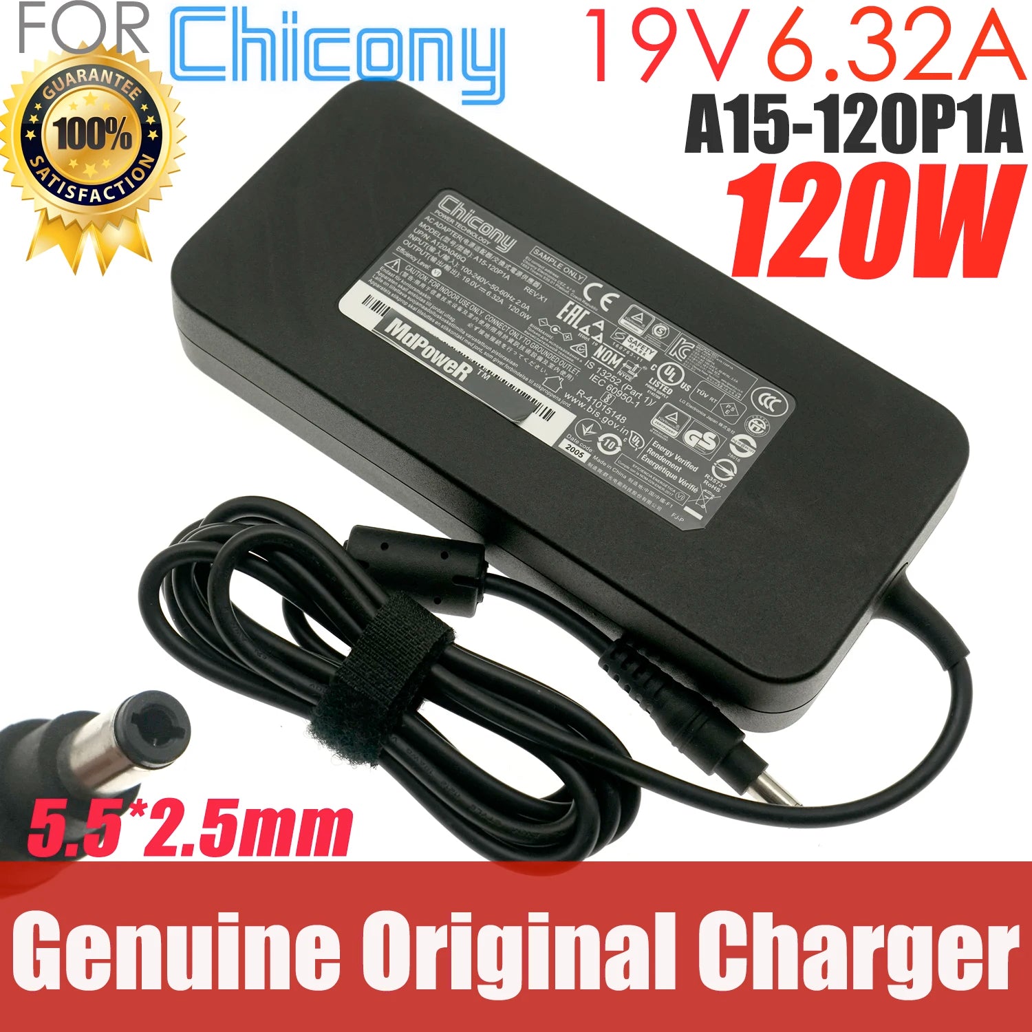 Genuine Chicony A15-120P1A 19V 6.32A 120W A120A047P A120A024L AC Adapter For ADP-120RH D MECHREVO MSI INTEL NUC Laptop Charger