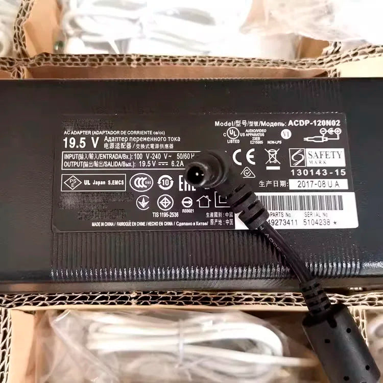 19.5V 6.2A Genuine AC Adapter Charger for Sony Bravia KDL-40R483B/ 40R485B/55XE8096 LCD/LED TV Power Supply ACDP-120N01/ N02/N03