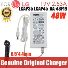 Original 19V 2.53A 48W Charger AC Adapter for LG Monitor 19” 20” 22” 23” 24” 27” 29" 34" Power Supply LCAP35 LCAP45 DA-48F19