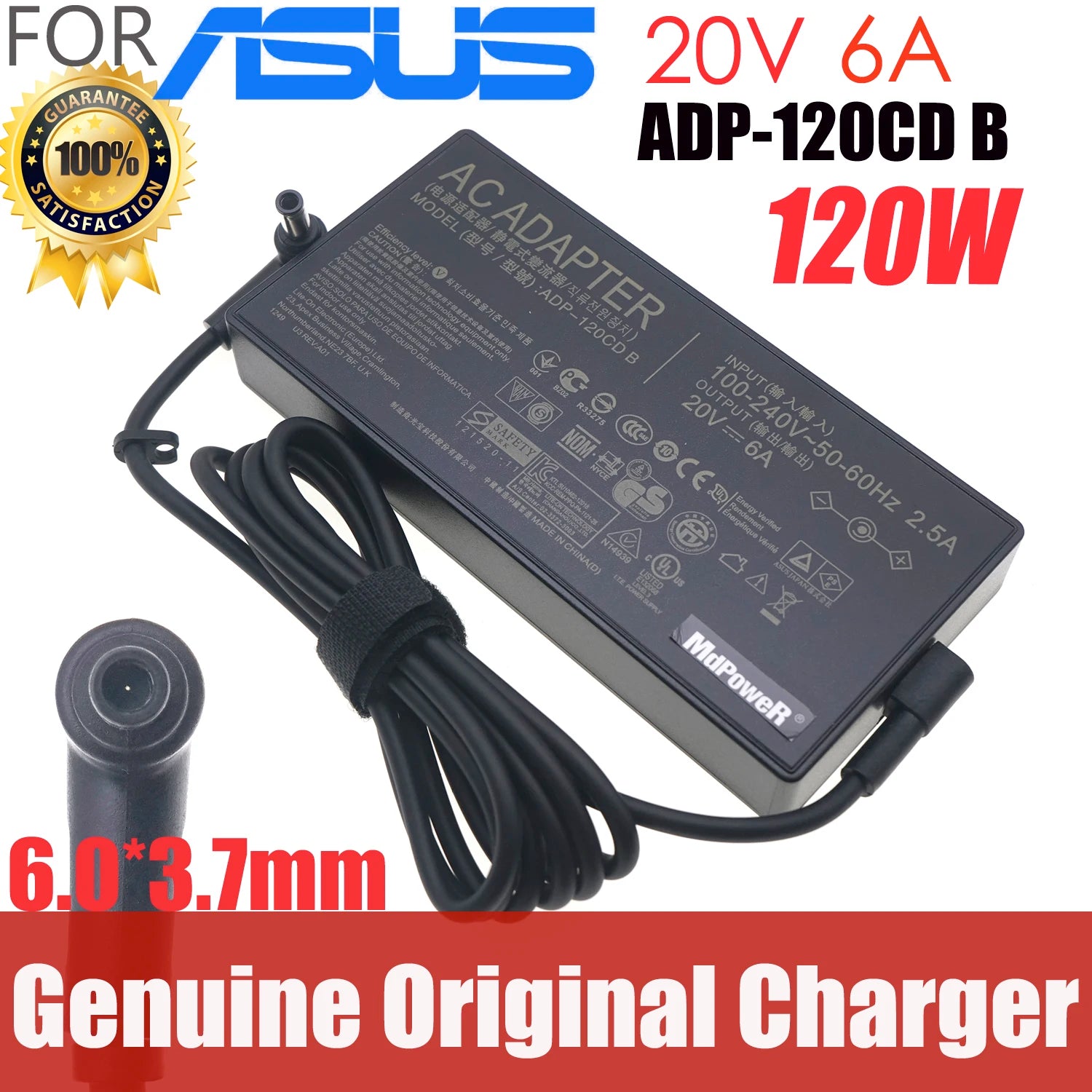 20V 6A 120W 6.0x3.7mm ADP-120CD B A18-150P1A  AC Adapter Laptop Charger For Asus FX705GM FX705DT FX705GE FX705GD FX705DY FX505GD