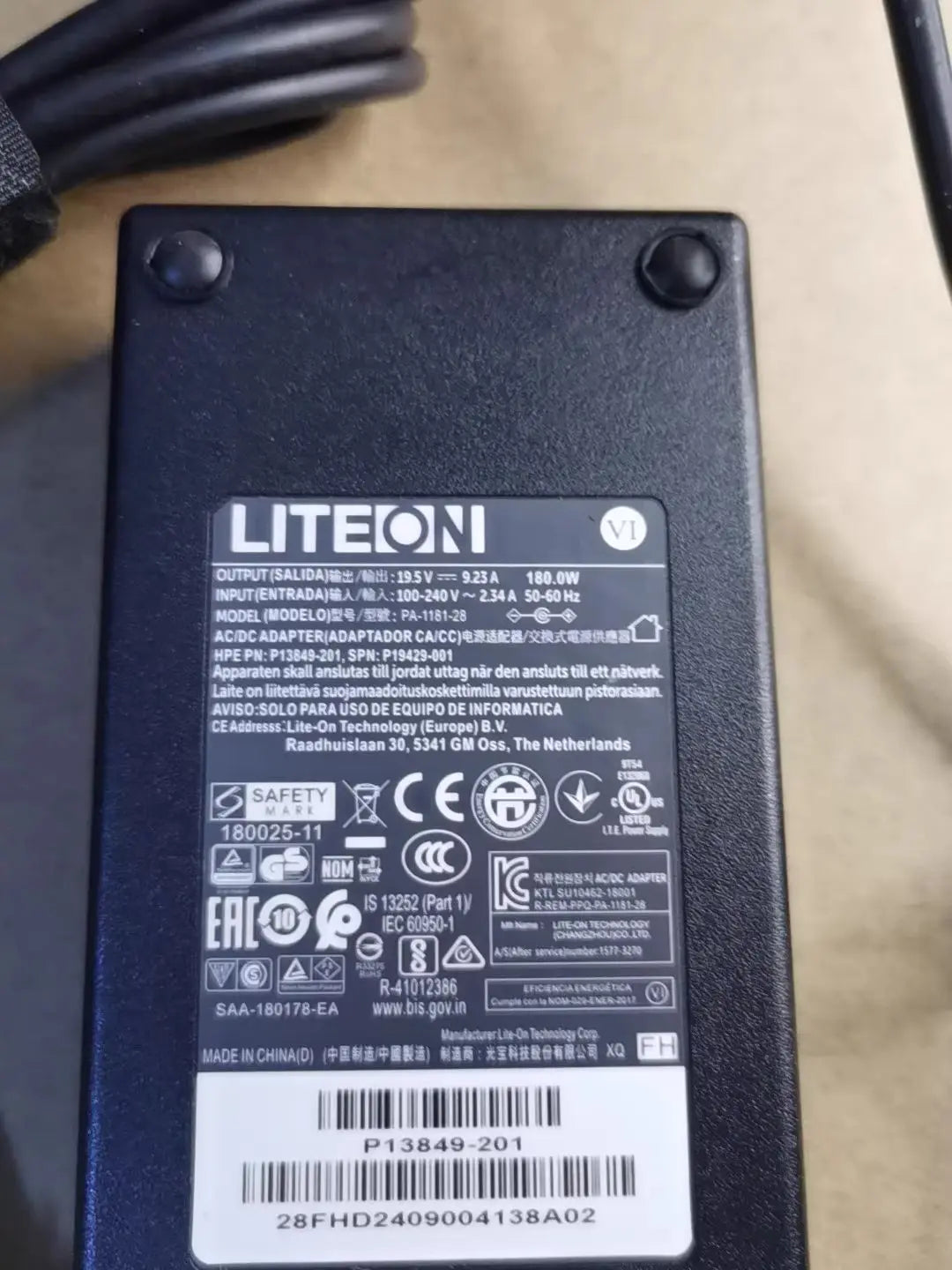 Genuinel LITEON 19.5V 9.23A PA-1181-28 Adapter Charger For HPE ProLiant MicroServer Gen10 Plus 180W 7.4*5.0mm Power Supply OEM
