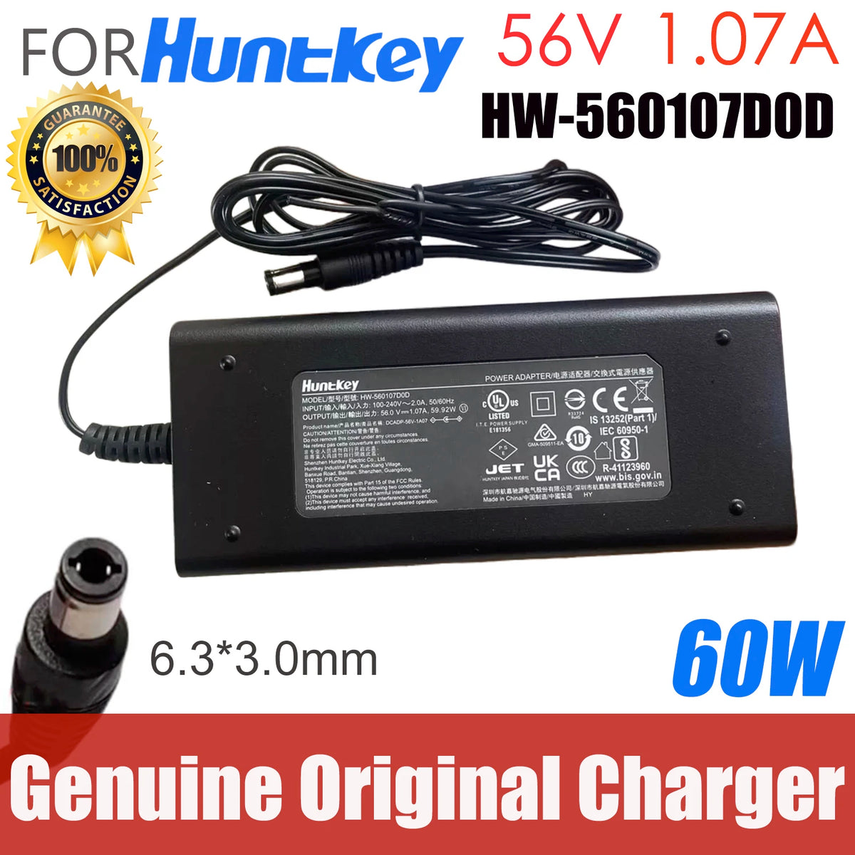 Genuine HW-560107D0D Huntkey 56V 1.07A 59.92W AC Adapter Charger For HUAWEI AP7060DN DC power supply