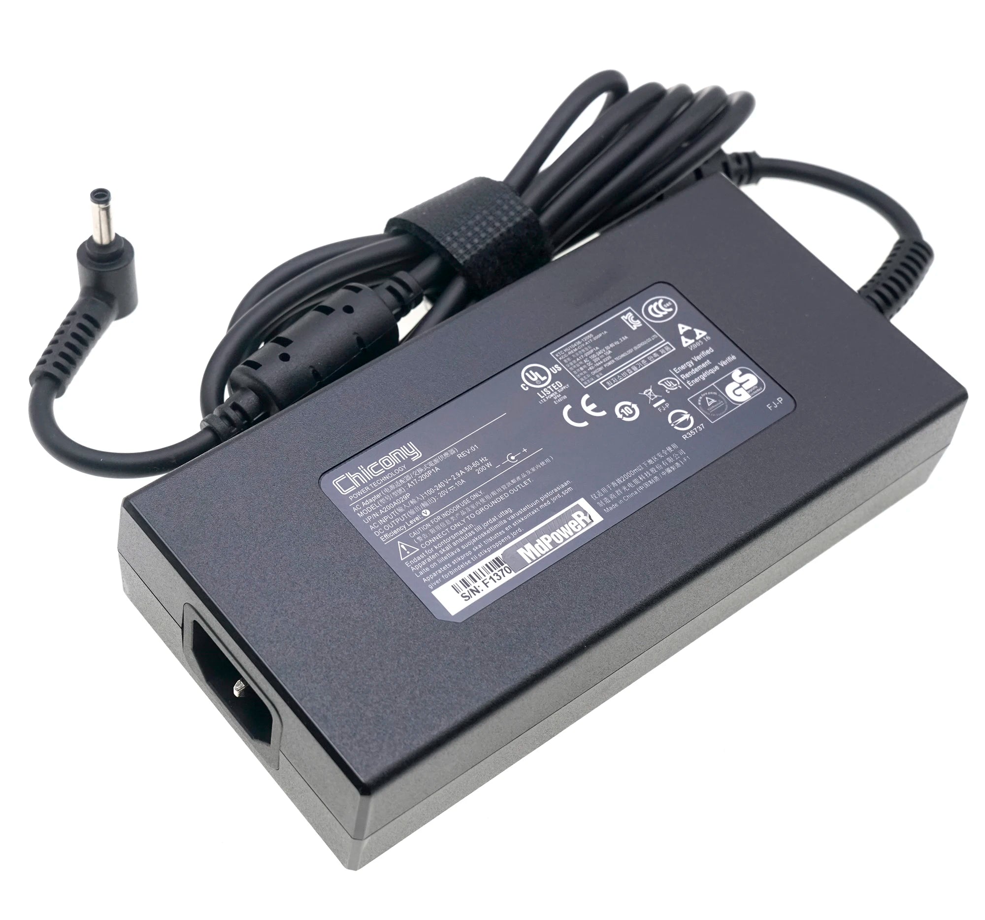 For Chicony 20V 10A 200W A15-200P1A A21-200P2B A200A022P Laptop AC Adapter for MSI KATANA 15 B12VEK B12VFK B12VGK B13VEK Charger