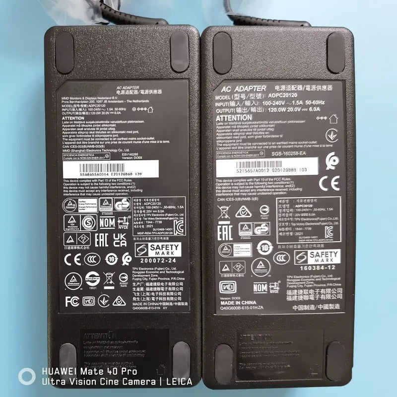 Genuine ADPC20120 Adapter 20V 6A 120W Charger For AOC PD2710QC AG271QX EX3501R PHILIPS AG271QG 272G5DYEB 349X7FJEW AG27LM00027
