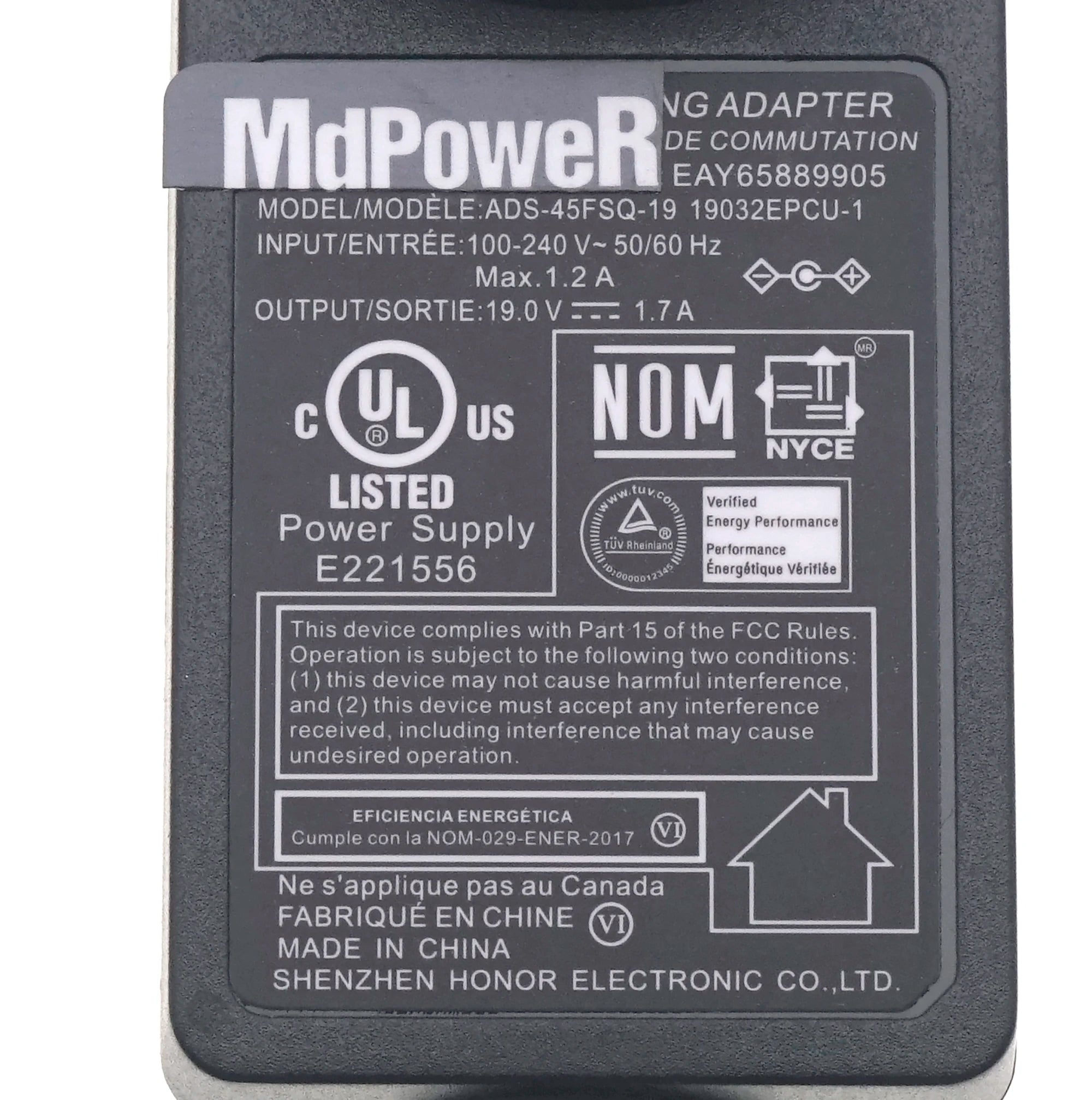 US 19V 1.7A Switching Adapter ADS-40FSG-19 ADS-45FSQ-19 Power Supply for LG Full HD Monitor E1948S E2242C E2249 E2351VZ W1947CY