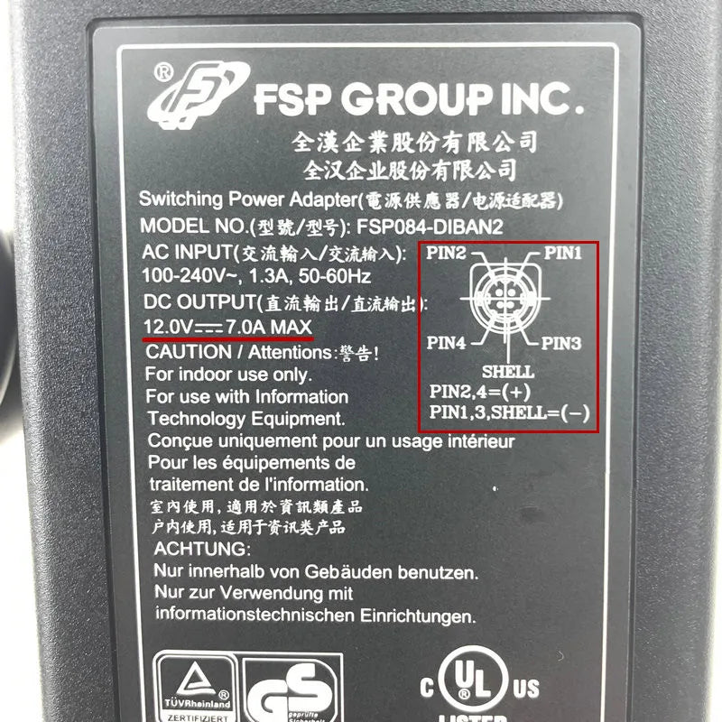 Genuine FSP084-DIBAN2 84W 12V 7A AC Adapter Charger For FSP FSP084-DMCA1 FSP084-DMBA1 Power Supply