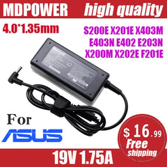 For ASUS laptop AC adapter charger 19V 1.75A 33W 4.0*1.35mm S200E X201E X403M E403N E402 E203N X200M X202E F201E