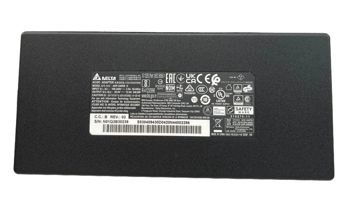 Delta ADP-240EB D AC/DC Adapter 20V 12A 240W Laptop Charger For MSI DELTA 15 A5EFK-033FR A5EFK-030JP A5EFK-001 Power Supply