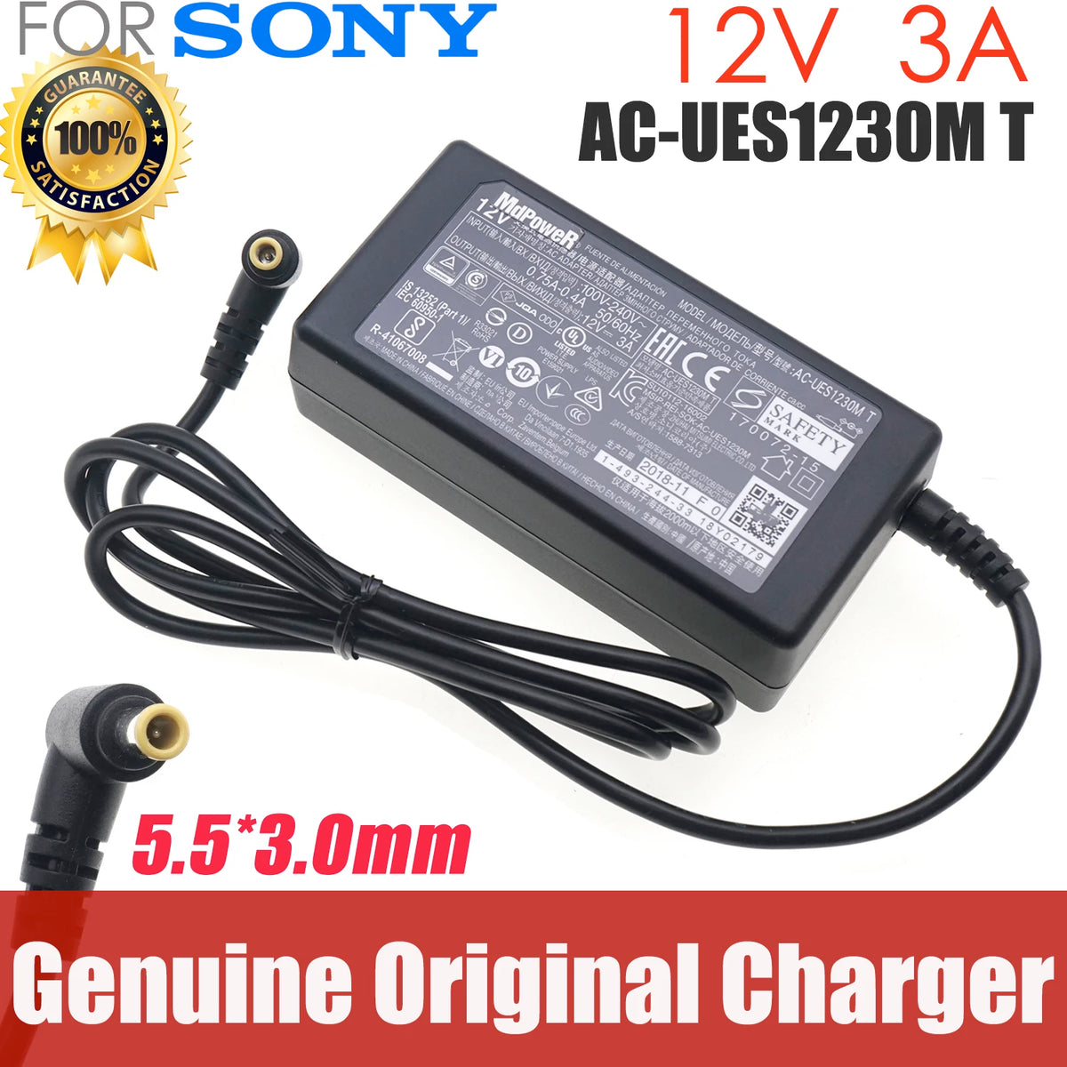 Genuine AC-UES1230M T 12V 3A AC Adapter Charger for Sony FDR-AX1E EVI-D70P EVI-D100P mcx-500 BRC-H800 Power Supply CECH-ZAC3J