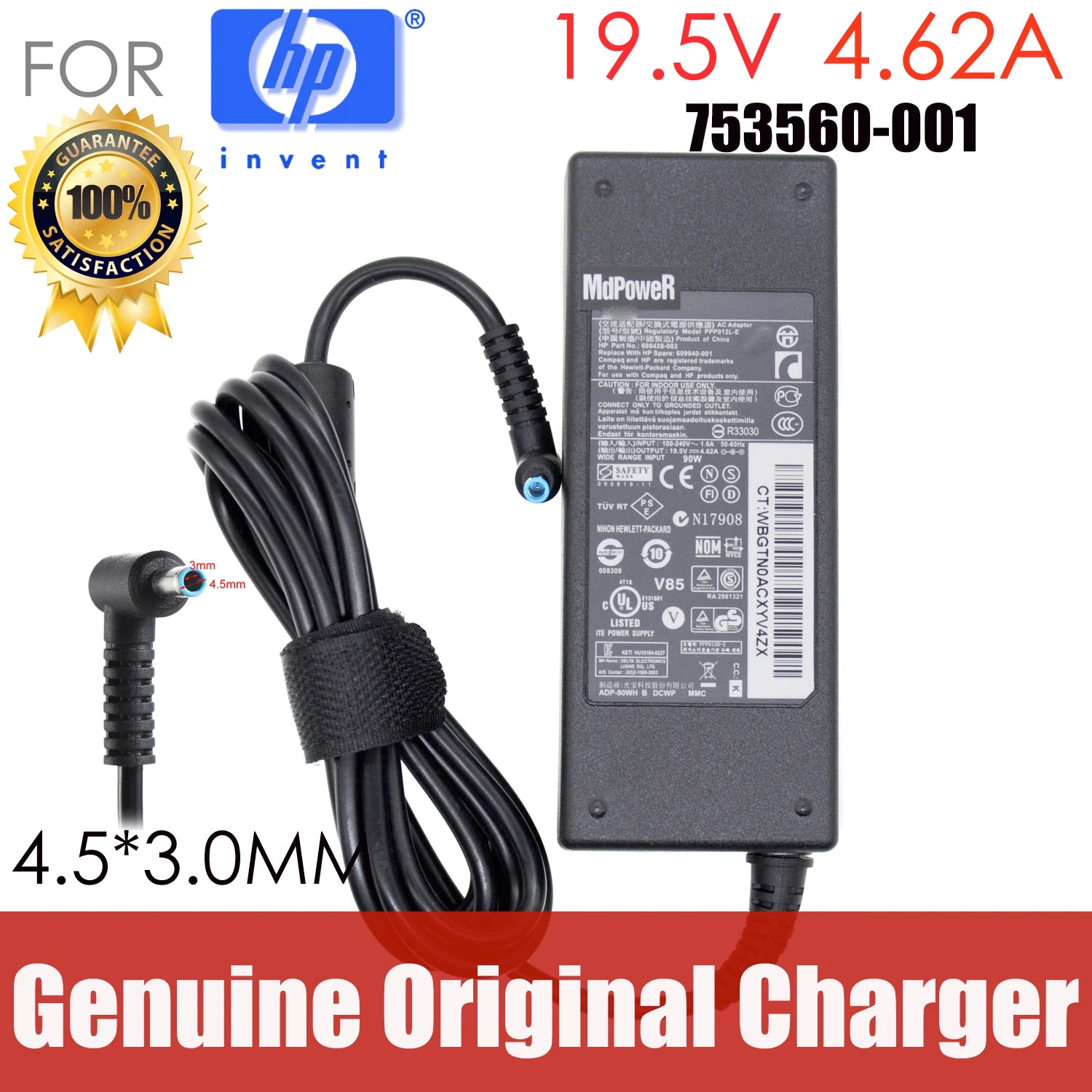 Original 19.5V 4.62A AC adapter laptop charger For HP CQ14 CQ15 TPN-F112 Q117 ProBook 430 G3 CQ15-s101tu s002tx s102TX a103TX